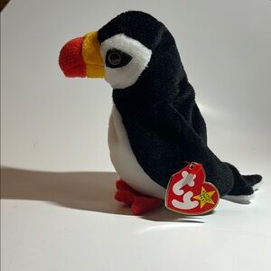 Ty Puffin Plush with Black, White, Red, and Yellow